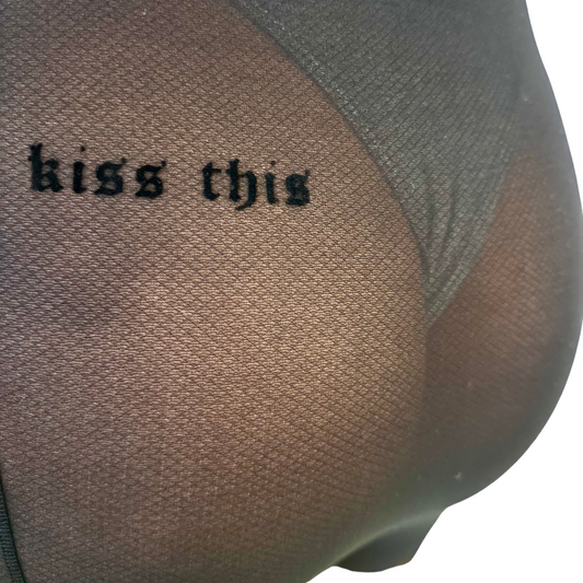 Kiss This Print Sheer Black Tights